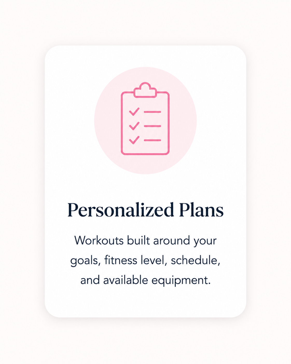 Personalized Plans value card